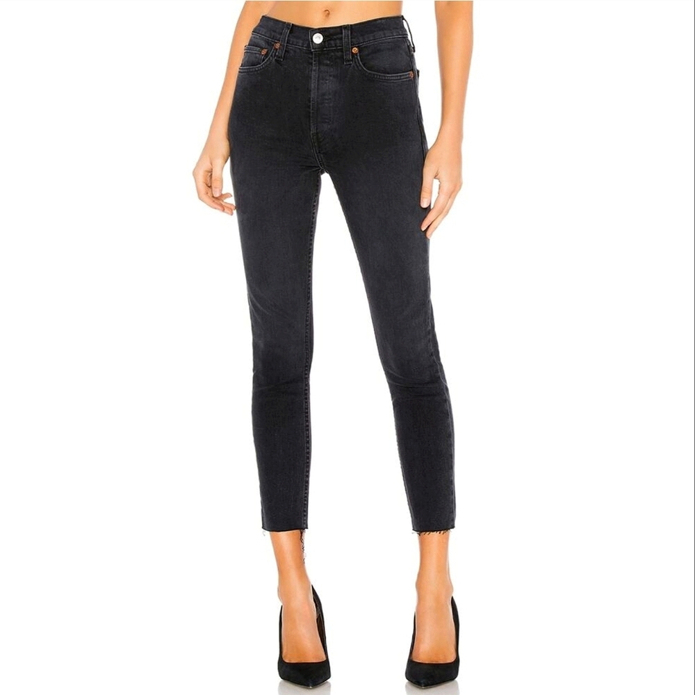 RE/DONE High Rise Ankle Cropped Stretch Jeans
